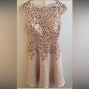 Badgley Mischka Sequin Tweed Blush Cocktail Dress never worn New size label 10/6